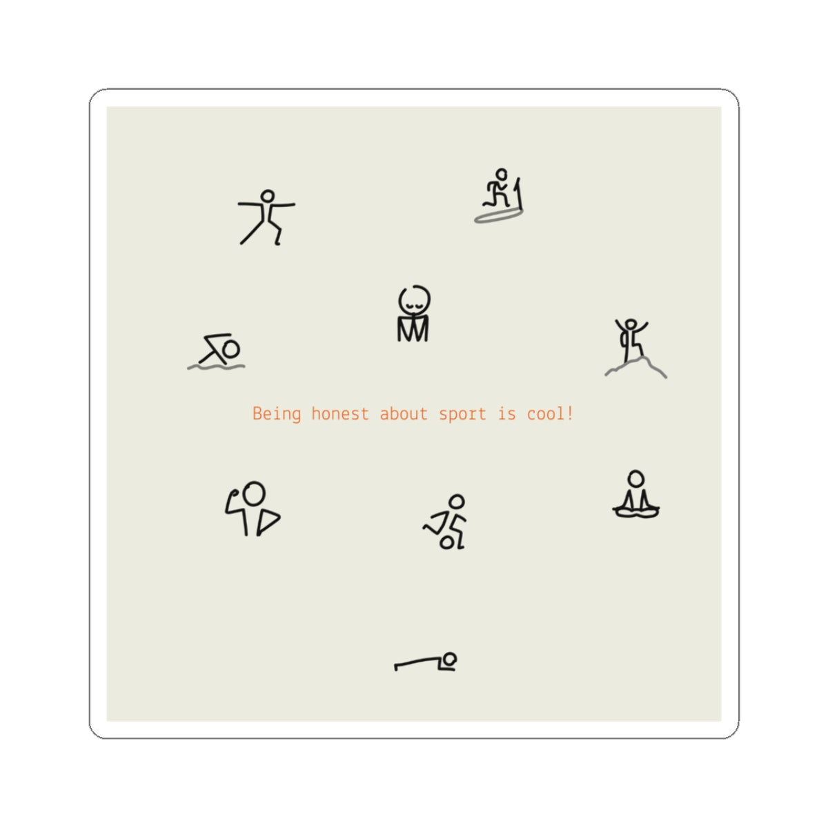 Sticker — Minimal Sports Icons with “Being honest about sport is cool!”